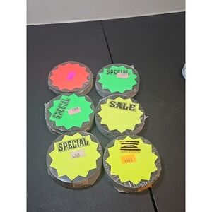 Sale RETAIL STORE SALE Price Signs Price Cards- 3" 100 pieces ea NEON Color x6